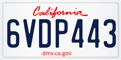 CA license plate 6VDP443