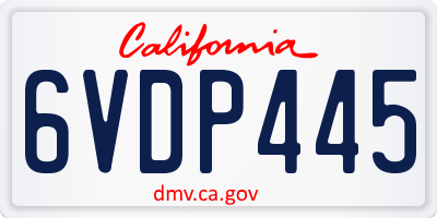 CA license plate 6VDP445