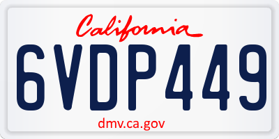 CA license plate 6VDP449