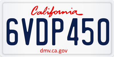 CA license plate 6VDP450