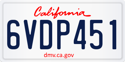 CA license plate 6VDP451