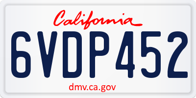 CA license plate 6VDP452
