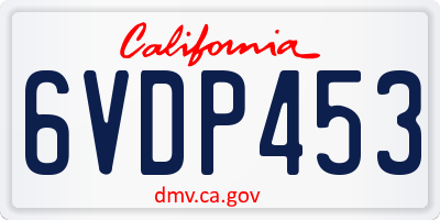 CA license plate 6VDP453