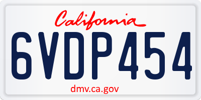 CA license plate 6VDP454