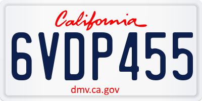 CA license plate 6VDP455