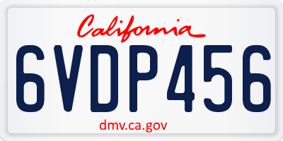 CA license plate 6VDP456