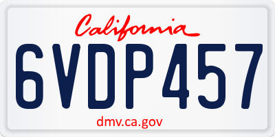 CA license plate 6VDP457