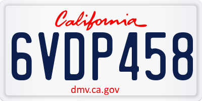 CA license plate 6VDP458