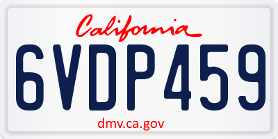 CA license plate 6VDP459