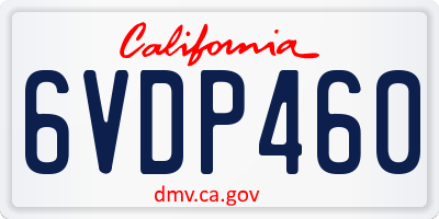 CA license plate 6VDP460