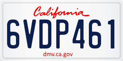 CA license plate 6VDP461