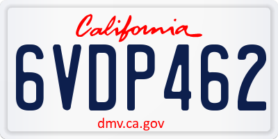 CA license plate 6VDP462