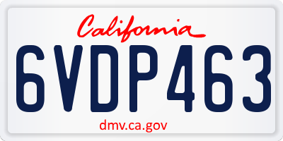 CA license plate 6VDP463
