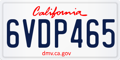 CA license plate 6VDP465