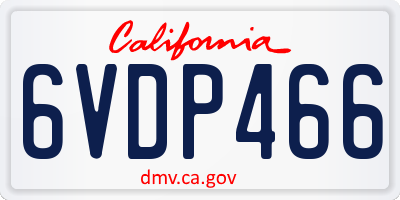 CA license plate 6VDP466