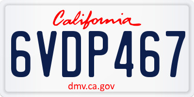 CA license plate 6VDP467