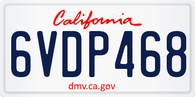 CA license plate 6VDP468