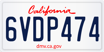 CA license plate 6VDP474