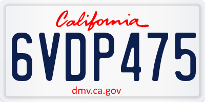 CA license plate 6VDP475