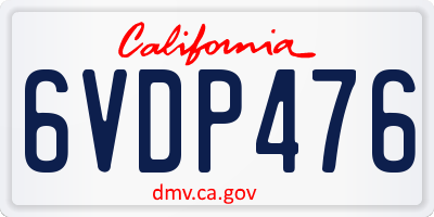 CA license plate 6VDP476