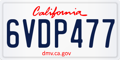 CA license plate 6VDP477