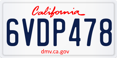 CA license plate 6VDP478