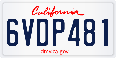 CA license plate 6VDP481