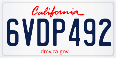 CA license plate 6VDP492
