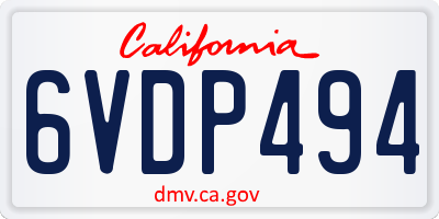 CA license plate 6VDP494