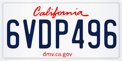 CA license plate 6VDP496