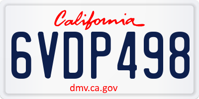 CA license plate 6VDP498