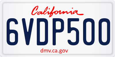 CA license plate 6VDP500