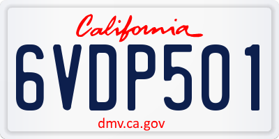 CA license plate 6VDP501