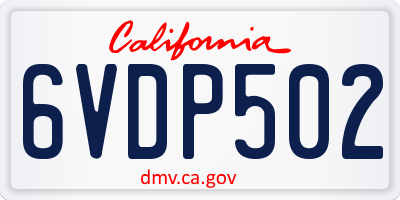 CA license plate 6VDP502