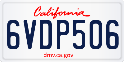 CA license plate 6VDP506