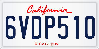 CA license plate 6VDP510