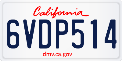 CA license plate 6VDP514
