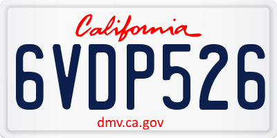 CA license plate 6VDP526