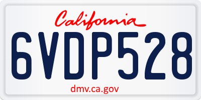 CA license plate 6VDP528