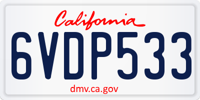 CA license plate 6VDP533