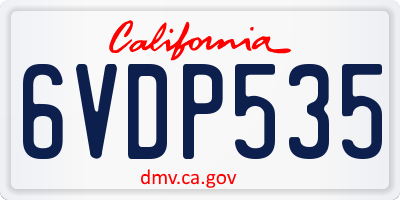 CA license plate 6VDP535