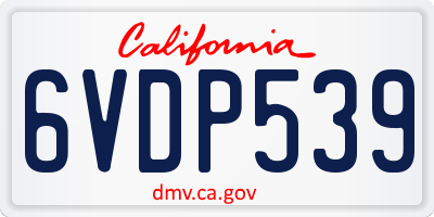 CA license plate 6VDP539