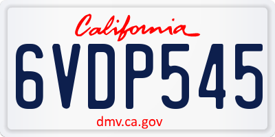 CA license plate 6VDP545