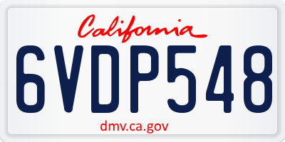 CA license plate 6VDP548