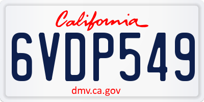 CA license plate 6VDP549