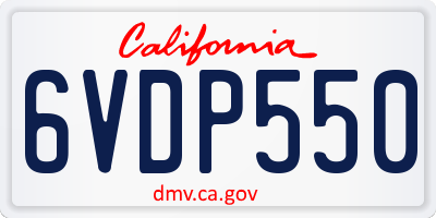 CA license plate 6VDP550