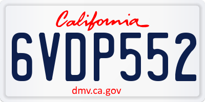 CA license plate 6VDP552