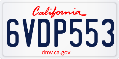 CA license plate 6VDP553