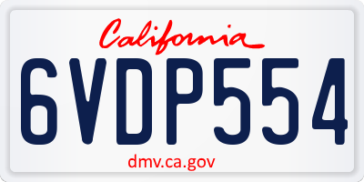 CA license plate 6VDP554