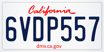 CA license plate 6VDP557